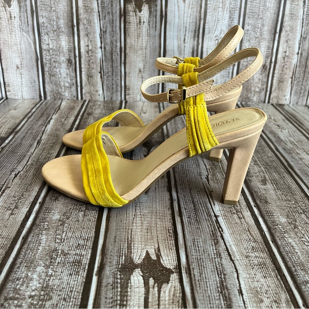 Seychelles Prime Yellow and Nude Leather Heels NWOT - Picture 8 of 10